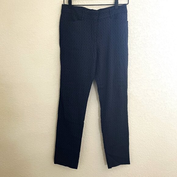 Mario Serrani Navy & Black Diamond Print Pants Size 4 - Picture 1 of 5